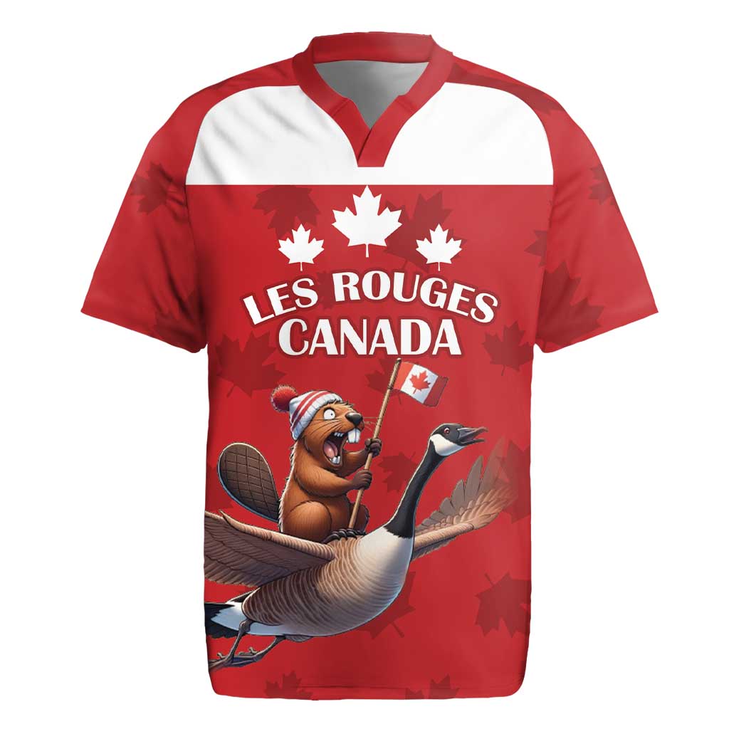 Custom Canada Rugby Rugby Jersey Beaver Riding A Goose