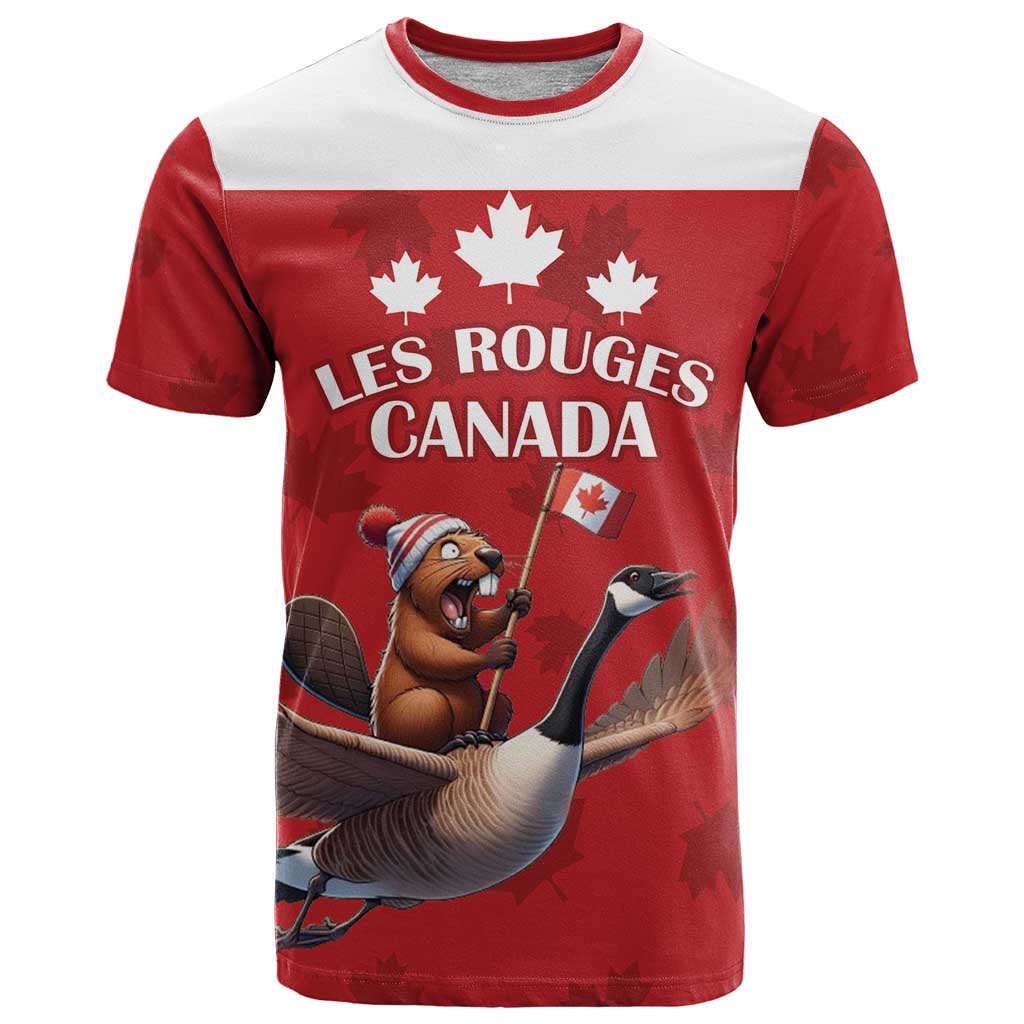 Custom Canada Rugby T Shirt Beaver Riding A Goose