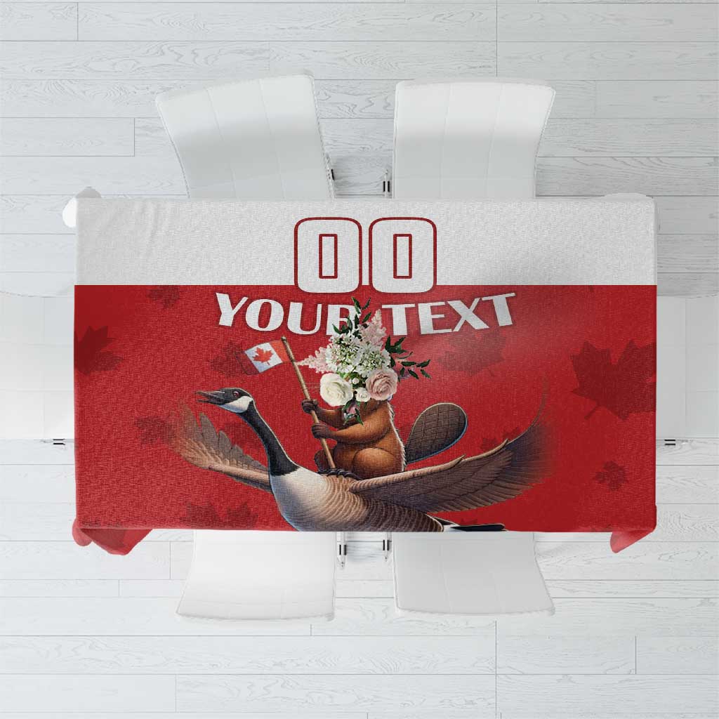 Custom Canada Rugby Tablecloth Beaver Riding A Goose