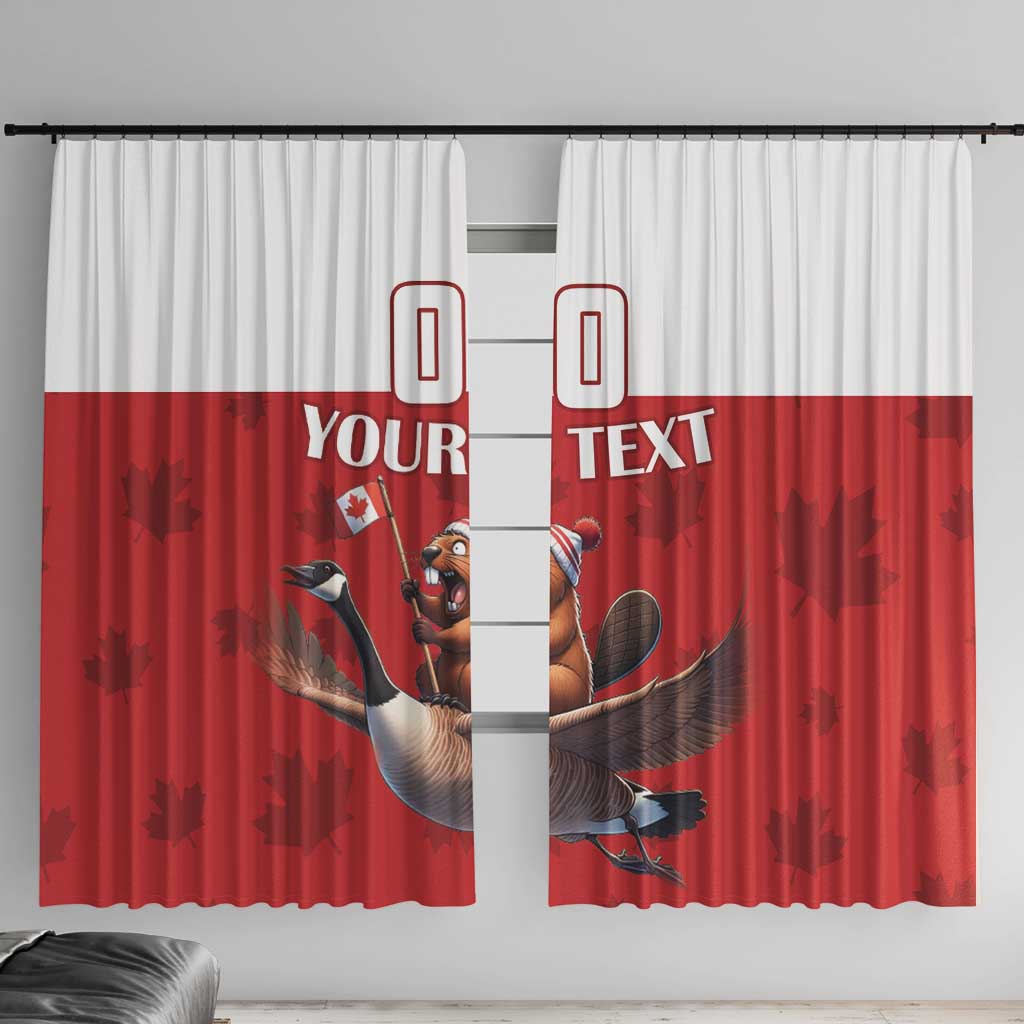 Custom Canada Rugby Window Curtain Beaver Riding A Goose