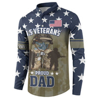 Navy button sweatshirt with U.S. Veterans and Proud Dad front print, star pattern