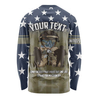 Unisex long sleeve veterans shirt, blue star sleeves with YOUR TEXT and U.S. VETERANS graphic