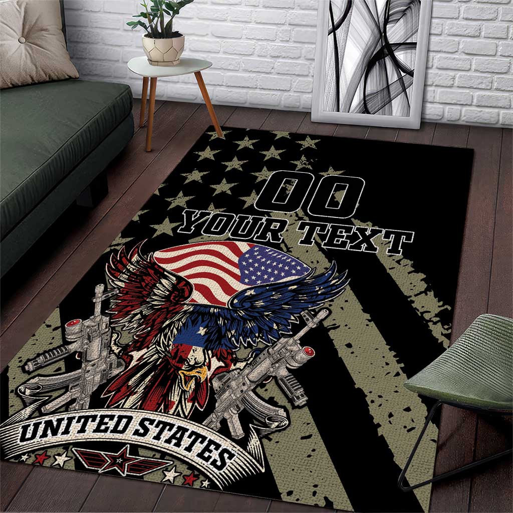 Custom Remembrance Day Area Rug American Eagle With USA Flags - Wonder Print Shop