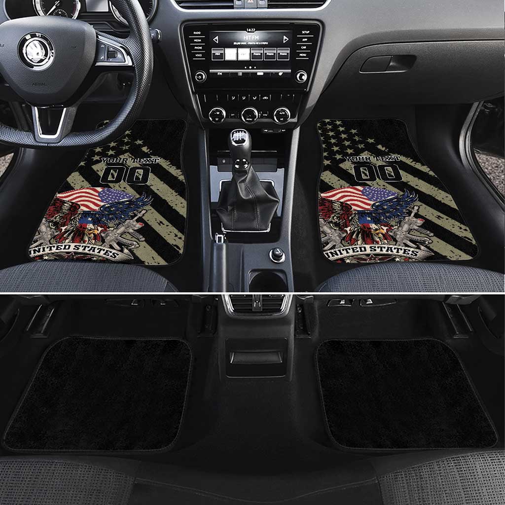 Custom Remembrance Day Car Mats American Eagle With USA Flags - Wonder Print Shop