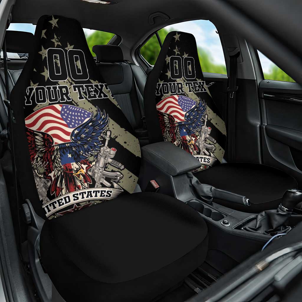 Custom Remembrance Day Car Seat Cover American Eagle With USA Flags - Wonder Print Shop