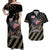 Custom Remembrance Day Couples Matching Off Shoulder Maxi Dress and Hawaiian Shirt American Eagle With USA Flags - Wonder Print Shop