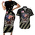 Custom Remembrance Day Couples Matching Short Sleeve Bodycon Dress and Hawaiian Shirt American Eagle With USA Flags - Wonder Print Shop