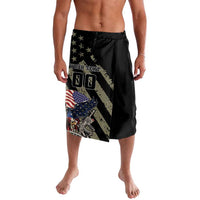 Black lavalava skirt with front patriotic graphic, stars and flag design
