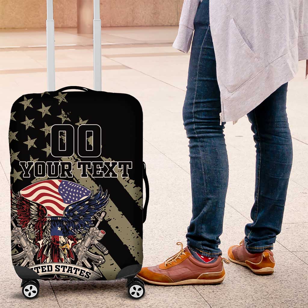 Custom Remembrance Day Luggage Cover American Eagle With USA Flags - Wonder Print Shop