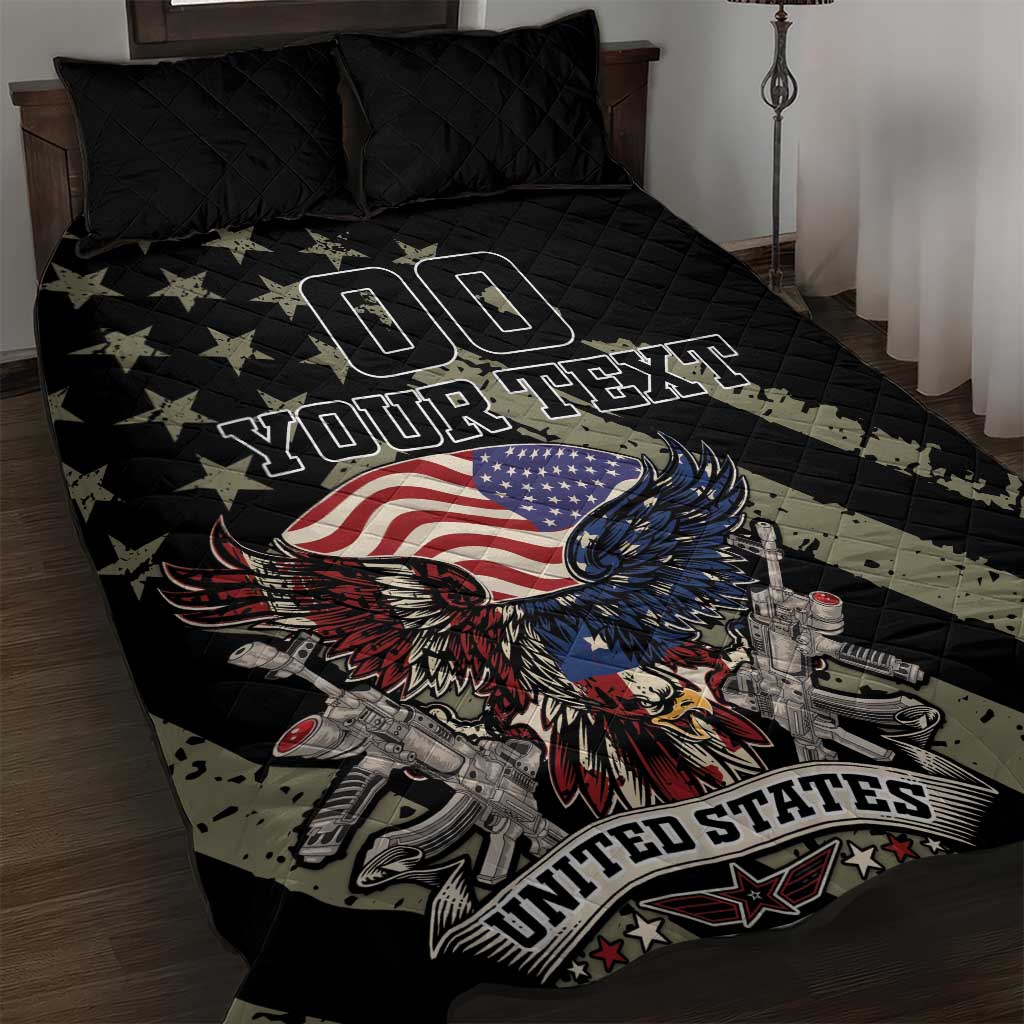 Custom Remembrance Day Quilt Bed Set American Eagle With USA Flags - Wonder Print Shop