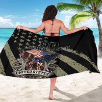 Black sarong with eagle and U.S. flag stripes, YOUR TEXT and UNITED STATES, draped