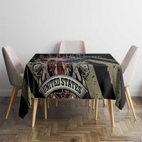 Black remembrance Day tablecloth front view with United States eagle emblem and custom text