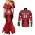 Custom Kenya Rugby Couples Matching Mermaid Dress and Long Sleeve Button Shirt African Lion Unique Style