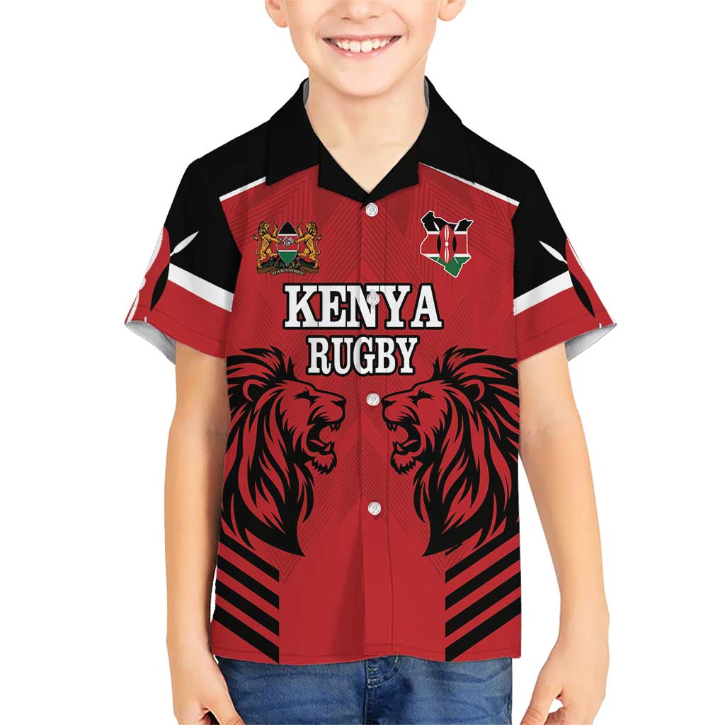 Custom Kenya Rugby Kid Hawaiian Shirt African Lion Unique Style - Wonder Print Shop