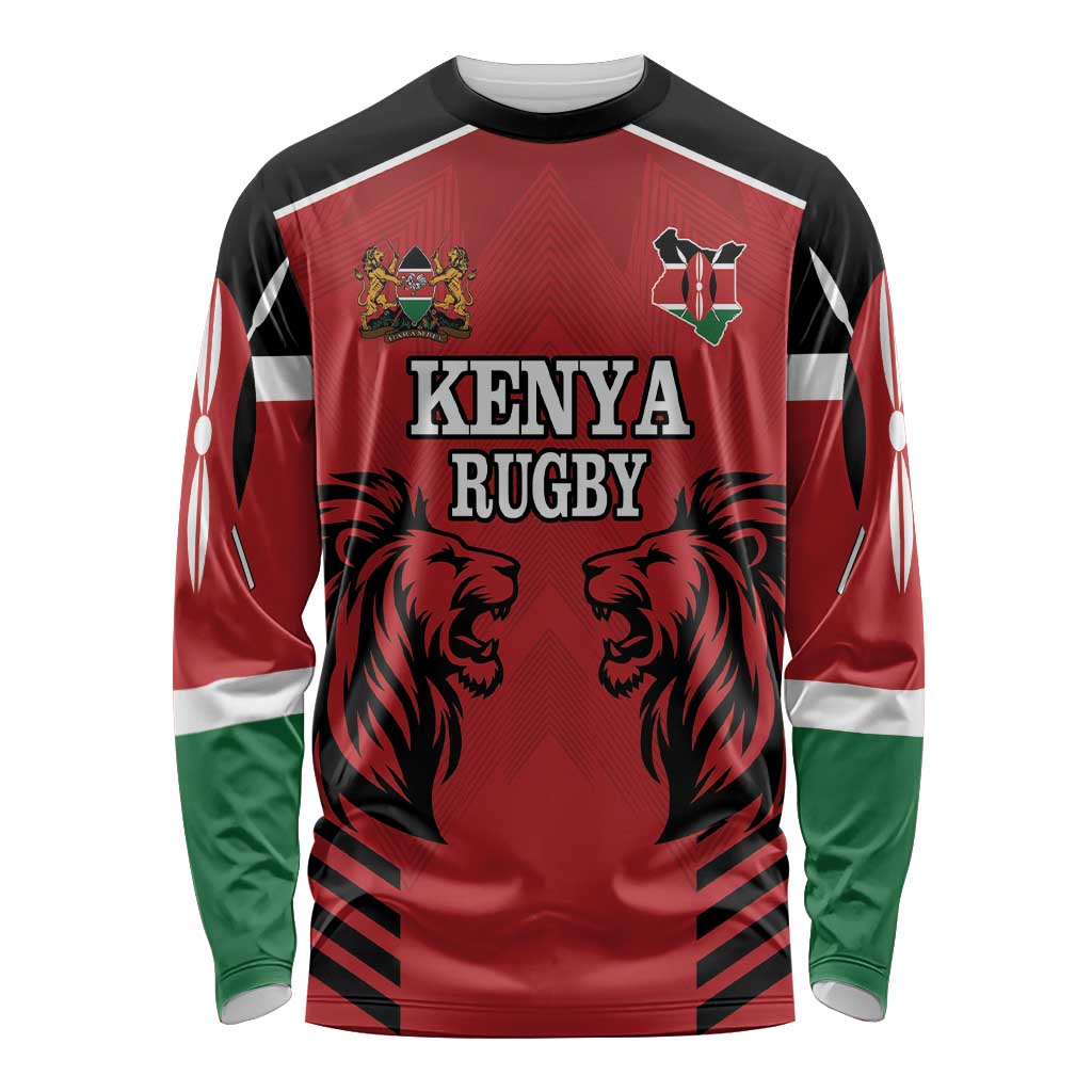 Custom Kenya Rugby Long Sleeve Shirt African Lion Unique Style - Wonder Print Shop