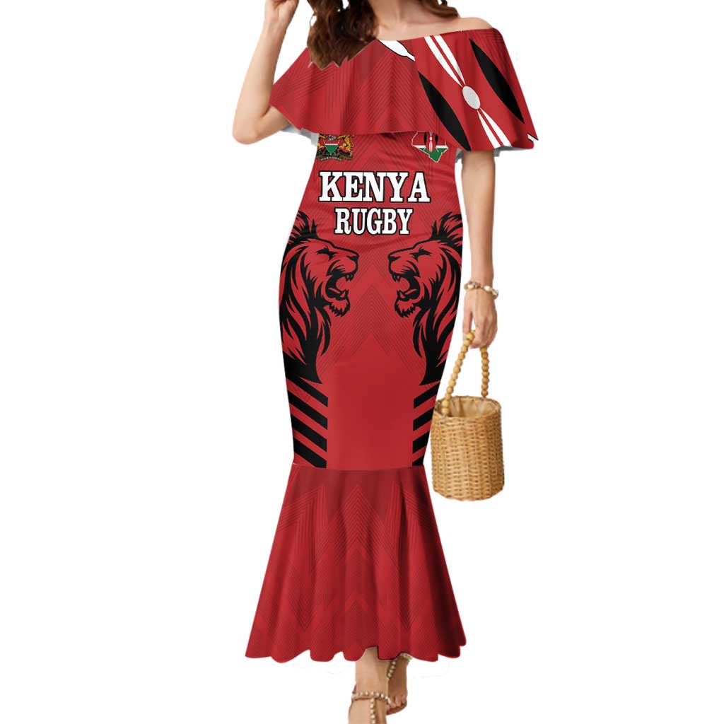 Custom Kenya Rugby Mermaid Dress African Lion Unique Style - Wonder Print Shop