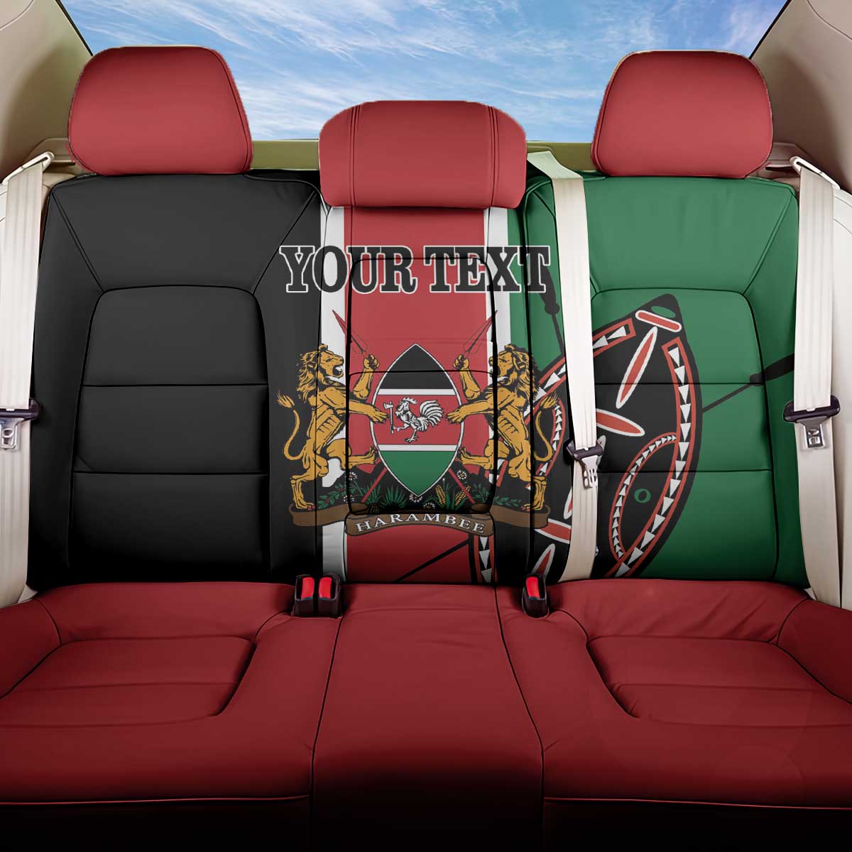 Personalized Kenya Independence Day Back Car Seat Cover Let Us All Pull Together - Wonder Print Shop