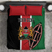 Kenya flag bedding set with red, black, and green duvet and two red pillowcases