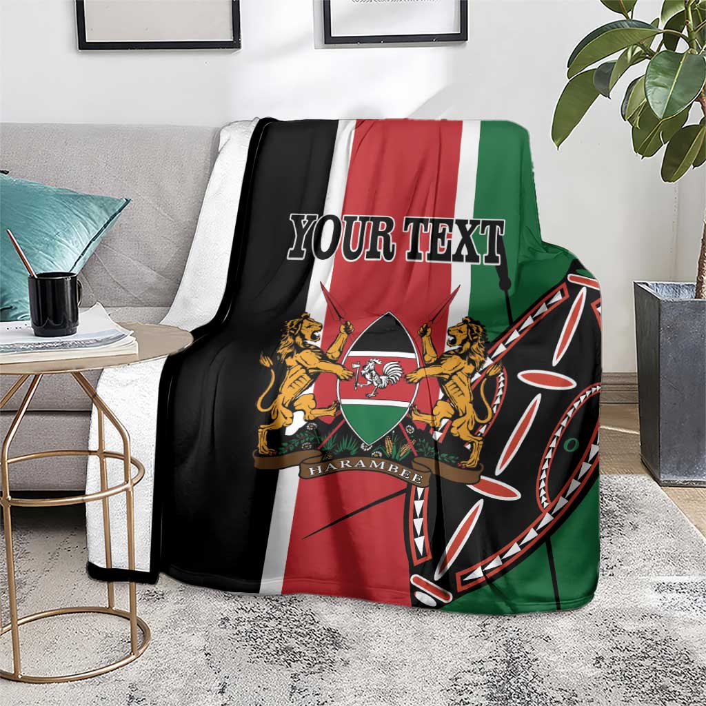 Kenya independence blanket featuring red-white-green flag stripes and custom “YOUR TEXT” text.