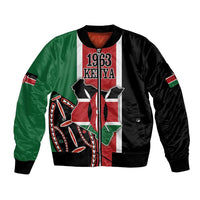 Multicolor bomber jacket with Kenya flag graphic, 1963 and KENYA text