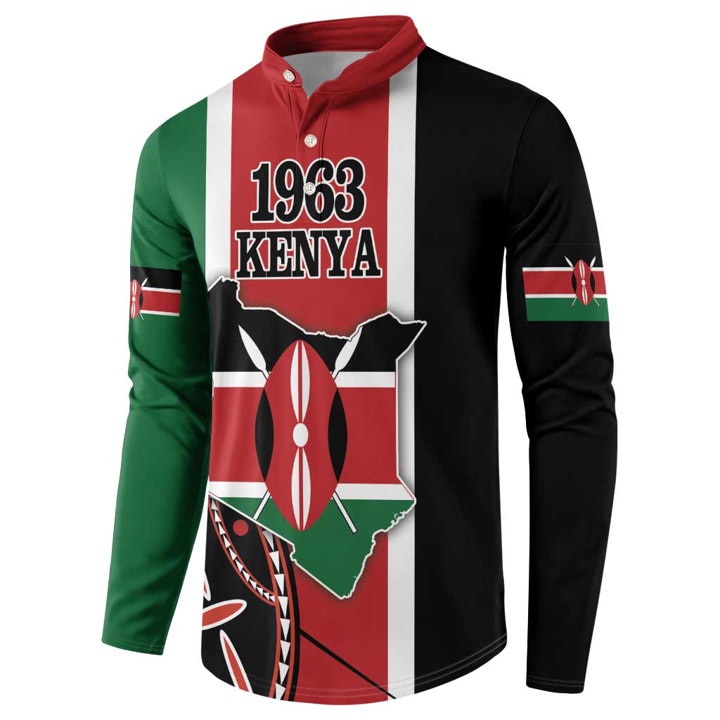 Multicolor button sweatshirt with 1963 Kenya chest graphic and crest