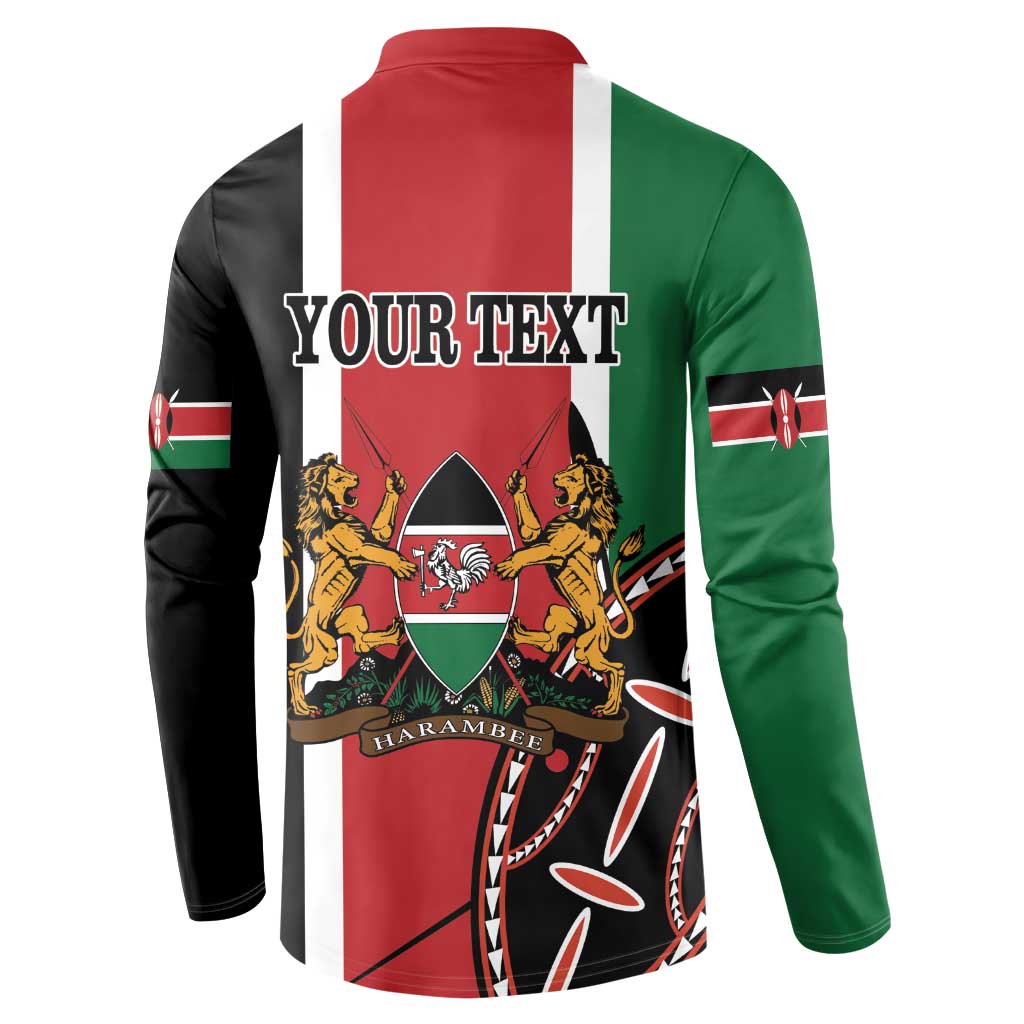 Multicolor button sweatshirt with YOUR TEXT back print and Kenya emblem