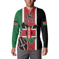 Multicolor button sweatshirt with 1963 Kenya front graphic worn by model