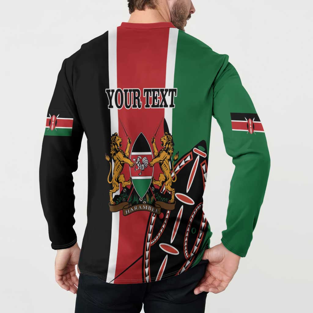 Multicolor button sweatshirt with YOUR TEXT back print and Kenyan flag accents