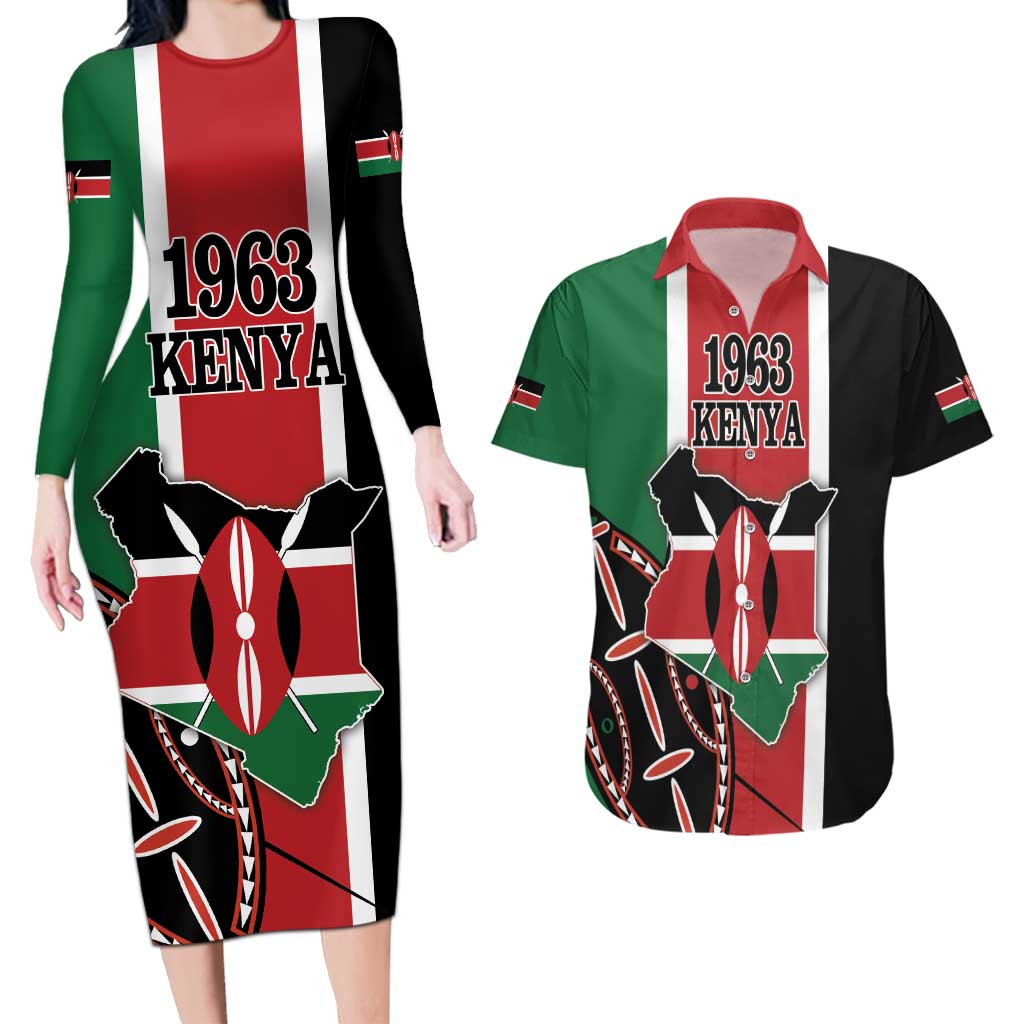 Personalized Kenya Independence Day Couples Matching Long Sleeve Bodycon Dress and Hawaiian Shirt Let Us All Pull Together - Wonder Print Shop