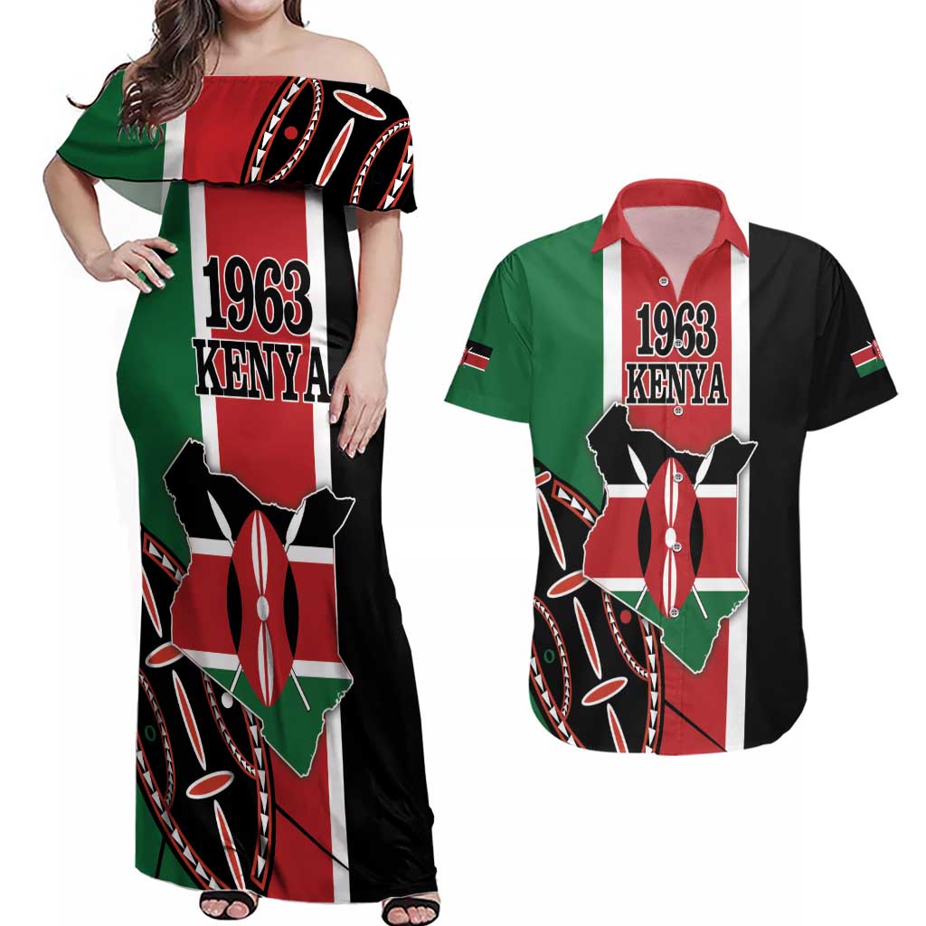 Personalized Kenya Independence Day Couples Matching Off Shoulder Maxi Dress and Hawaiian Shirt Let Us All Pull Together - Wonder Print Shop