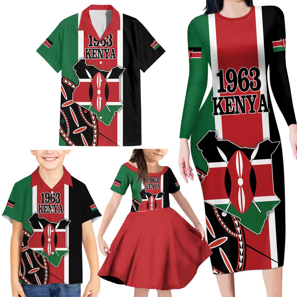 Personalized Kenya Independence Day Family Matching Long Sleeve Bodycon Dress and Hawaiian Shirt Let Us All Pull Together - Wonder Print Shop