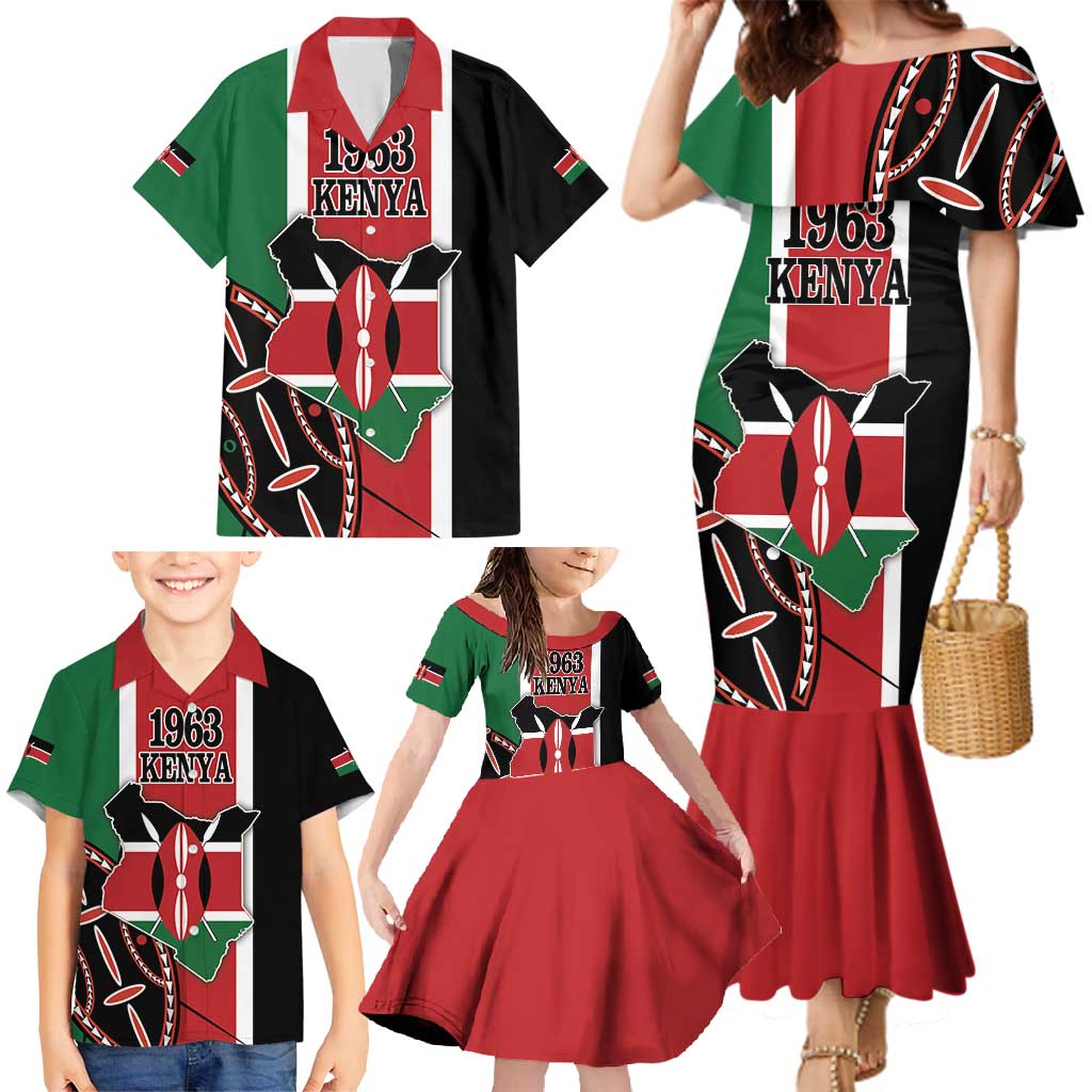 Personalized Kenya Independence Day Family Matching Mermaid Dress and Hawaiian Shirt Let Us All Pull Together - Wonder Print Shop