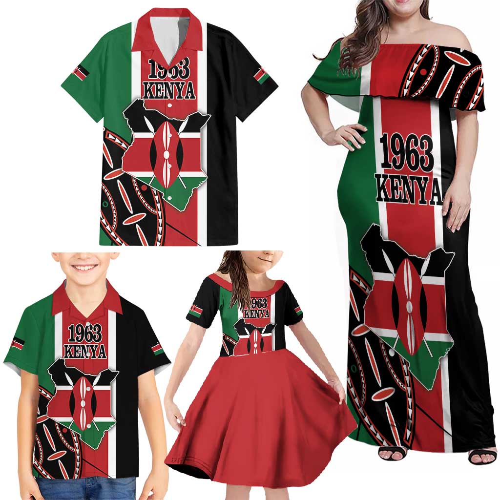 Personalized Kenya Independence Day Family Matching Off Shoulder Maxi Dress and Hawaiian Shirt Let Us All Pull Together - Wonder Print Shop