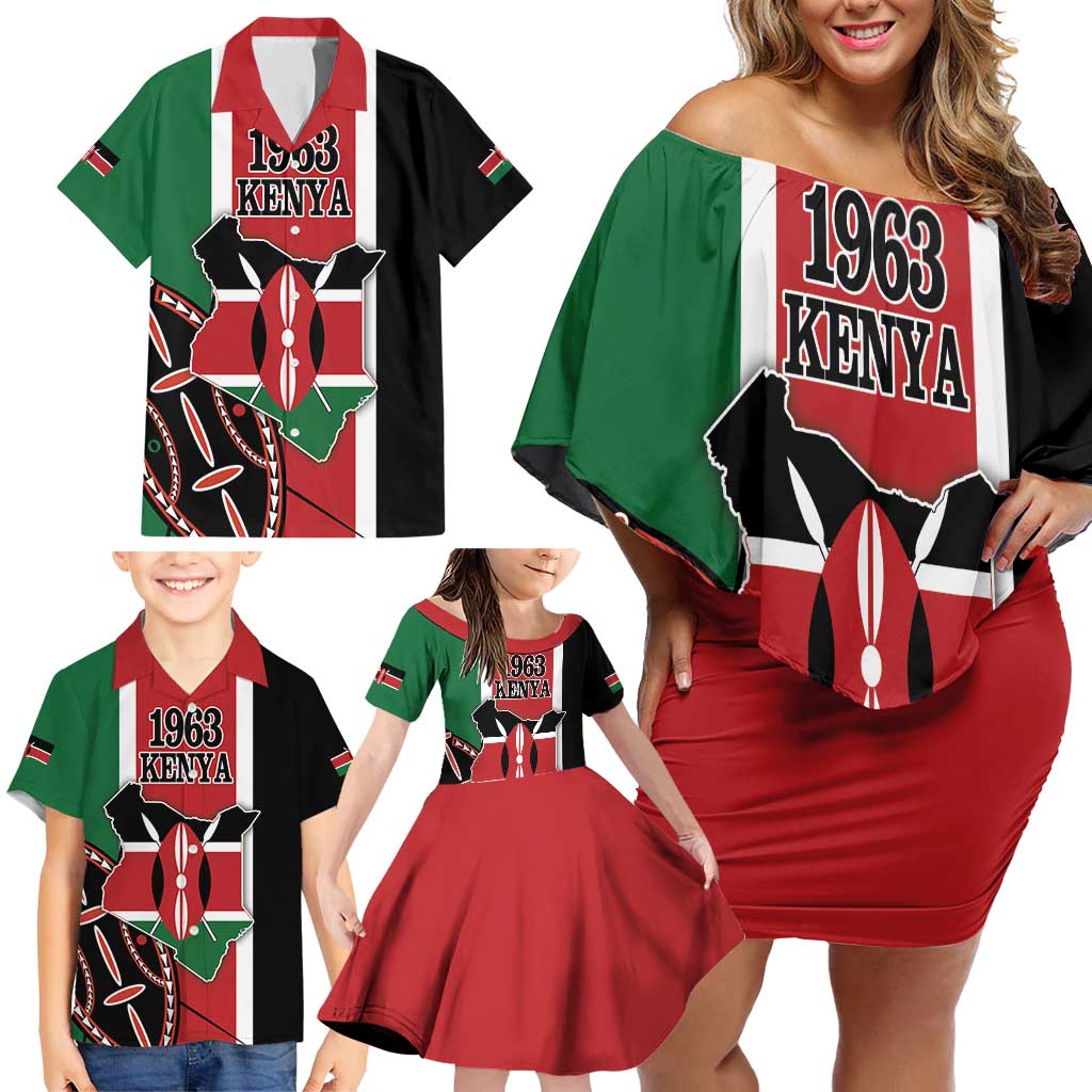 Personalized Kenya Independence Day Family Matching Off Shoulder Short Dress and Hawaiian Shirt Let Us All Pull Together - Wonder Print Shop