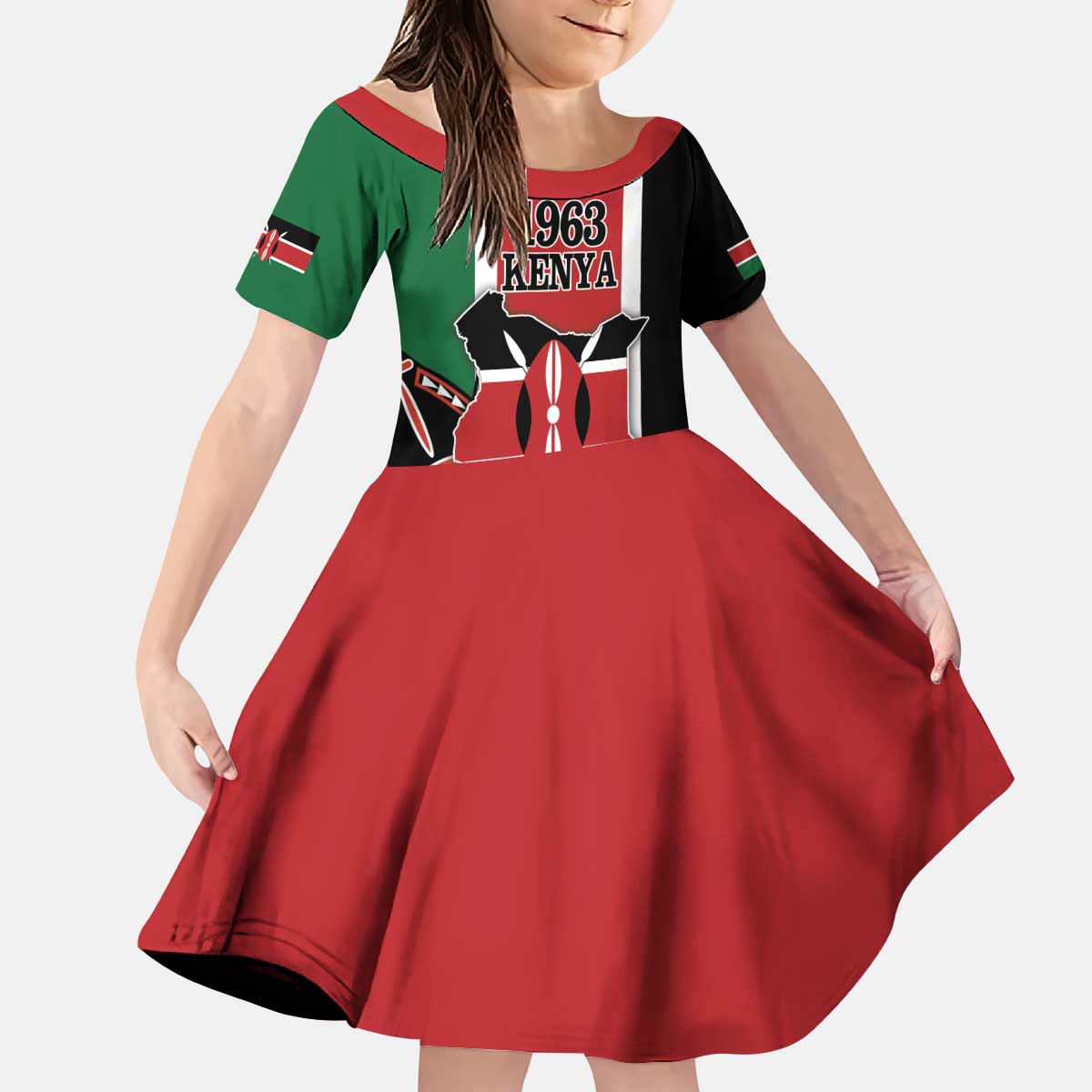 Personalized Kenya Independence Day Kid Short Sleeve Dress Let Us All Pull Together - Wonder Print Shop