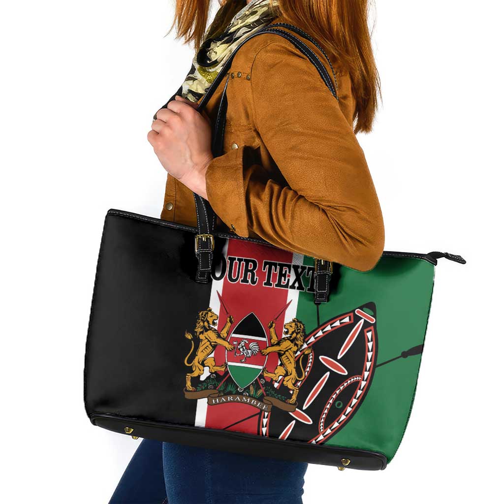 Personalized Kenya Independence Day Leather Tote Bag Let Us All Pull Together - Wonder Print Shop