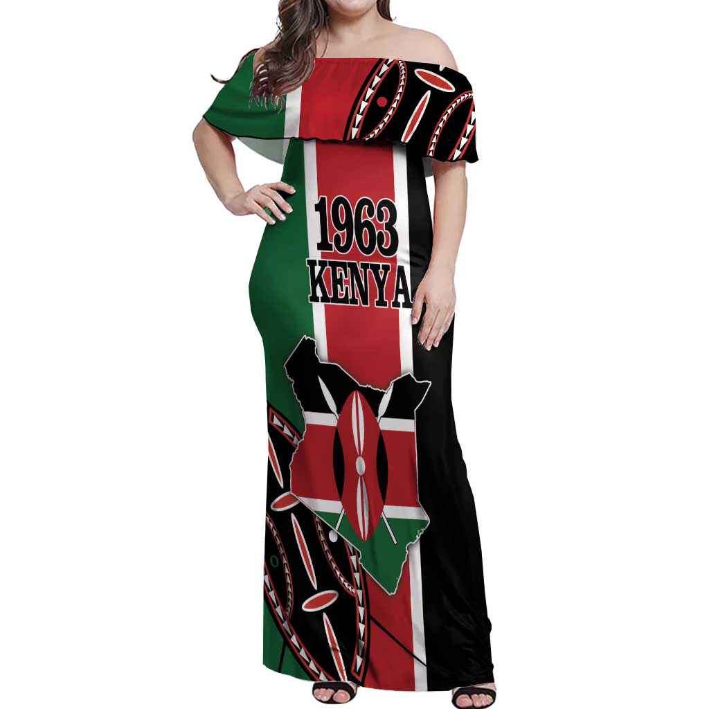 Personalized Kenya Independence Day Off Shoulder Maxi Dress Let Us All Pull Together - Wonder Print Shop