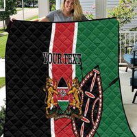 Personalized Kenya quilt with black, red, and green flag design and quilted diamonds, YOUR TEXT