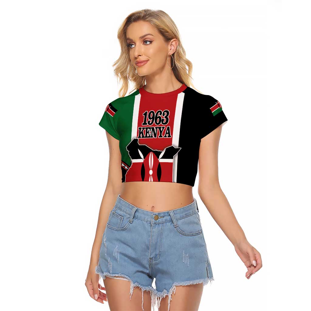 Personalized Kenya Independence Day Raglan Cropped T Shirt Let Us All Pull Together - Wonder Print Shop