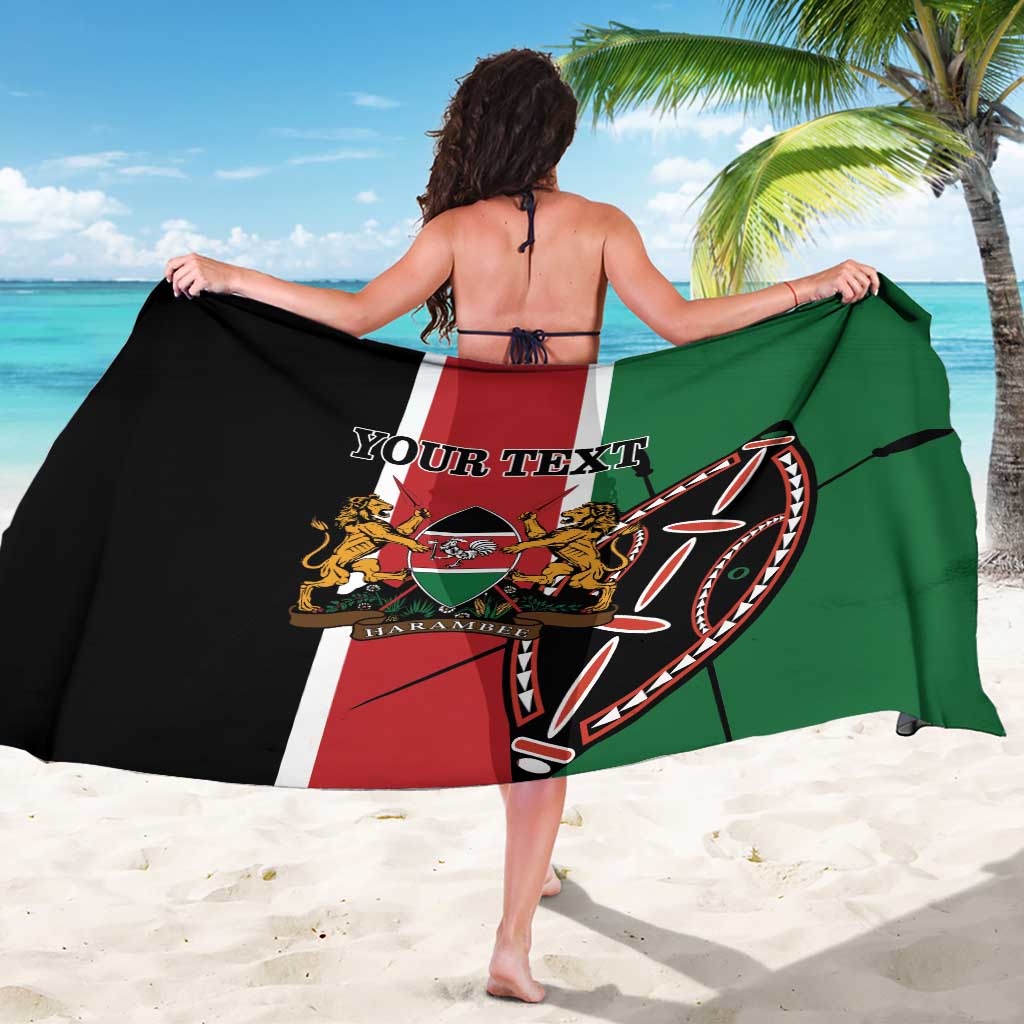 Personalized Kenya flag sarong with large crest emblem and green drape