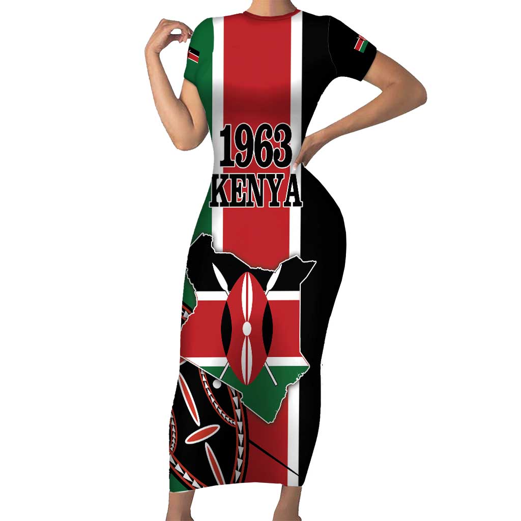 Personalized Kenya Independence Day Short Sleeve Bodycon Dress Let Us All Pull Together - Wonder Print Shop