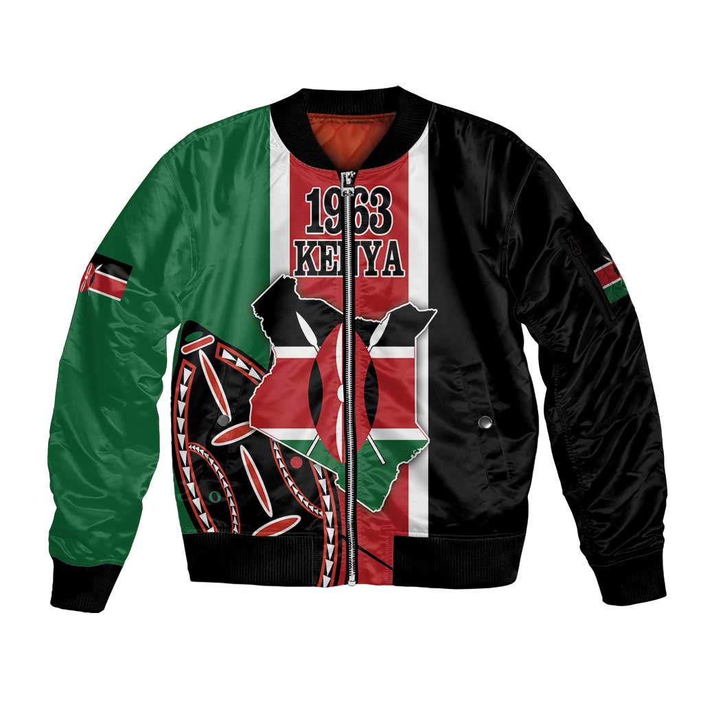 Personalized Kenya Independence Day Sleeve Zip Bomber Jacket Let Us All Pull Together - Wonder Print Shop