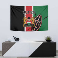 Kenya Independence Day tapestry showing black-red-green stripes, coat of arms, and 'YOUR TEXT'.