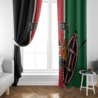 Personalized Kenya Independence Day curtain hanging at window with red and green panels