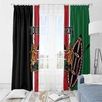 Personalized Kenya Independence Day curtains with rod and shield artwork over sheer background