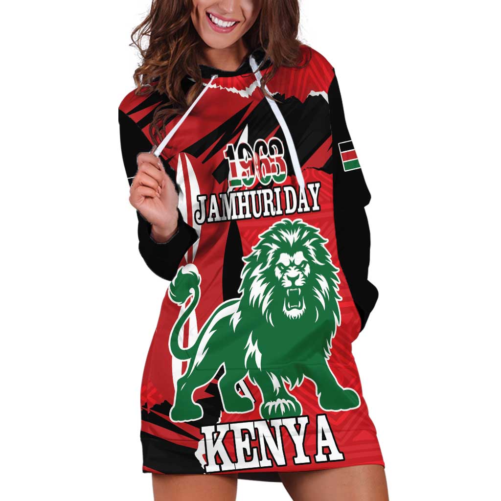 Personalized Kenya Independence Day Hoodie Dress Angry Lion - Happy Jamhuri Day 1963 - Wonder Print Shop