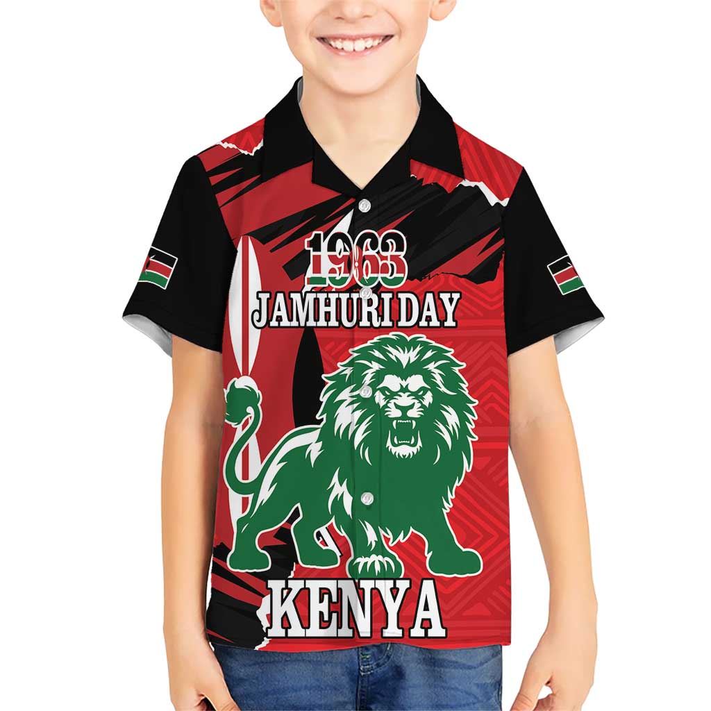 Personalized Kenya Independence Day Kid Hawaiian Shirt Angry Lion - Happy Jamhuri Day 1963 - Wonder Print Shop