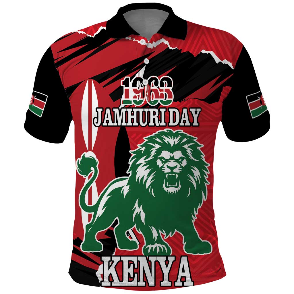 Personalized Kenya Independence Day Polo Shirt Angry Lion - Happy Jamhuri Day 1963 - Wonder Print Shop