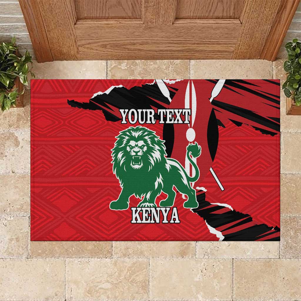 Personalized Kenya Independence Day Rubber Doormat Angry Lion - Happy Jamhuri Day 1963 - Wonder Print Shop