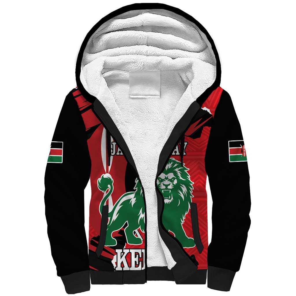 Personalized Kenya Independence Day Sherpa Hoodie Angry Lion - Happy Jamhuri Day 1963 - Wonder Print Shop